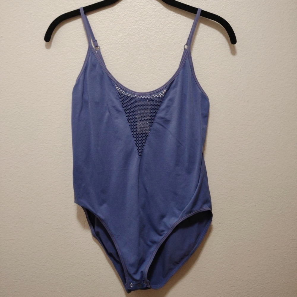 Pink Victoria's Secret Blue Seamless Mesh Bodysuit NEW L